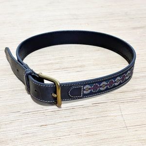 80s Primary Color Shapes Belt ft Black Leather & Brass Details | Vintage
